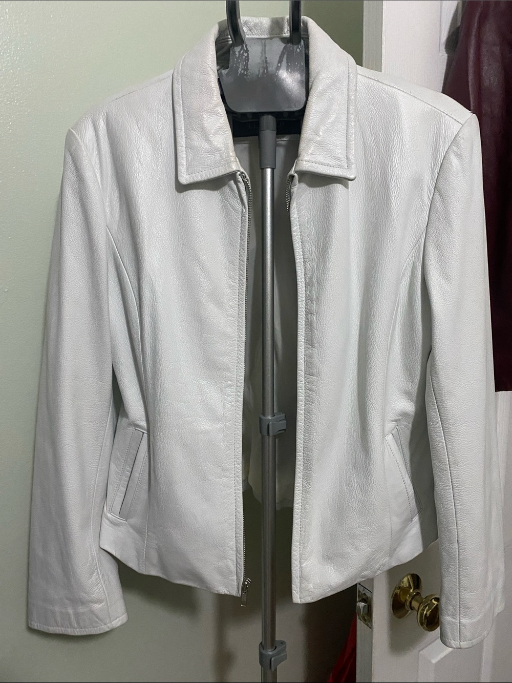 Wilsons Leather Women's White Leather Zip Jacket